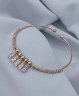 Adjustable Gold Cuff Bracelet with Baguette Crystals