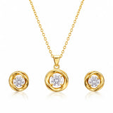 Gold Swirl Pendant Set with Round Solitaire