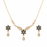 Wedding Wear Black Flower Pendant and Earrings Set