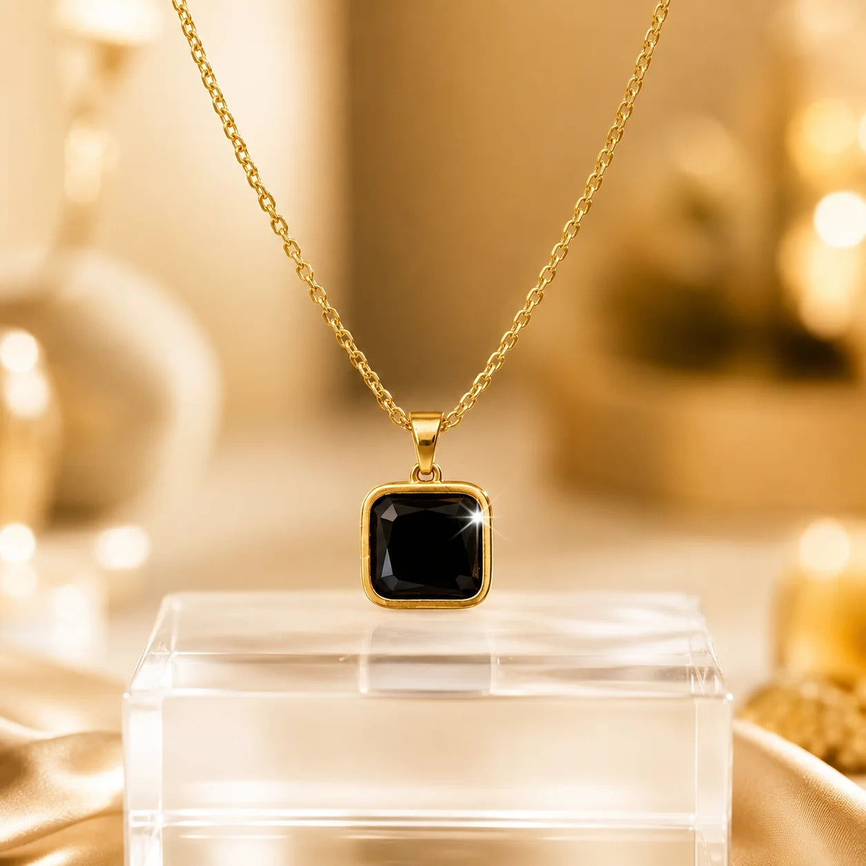The Midnight Noir Square Pendant Chain