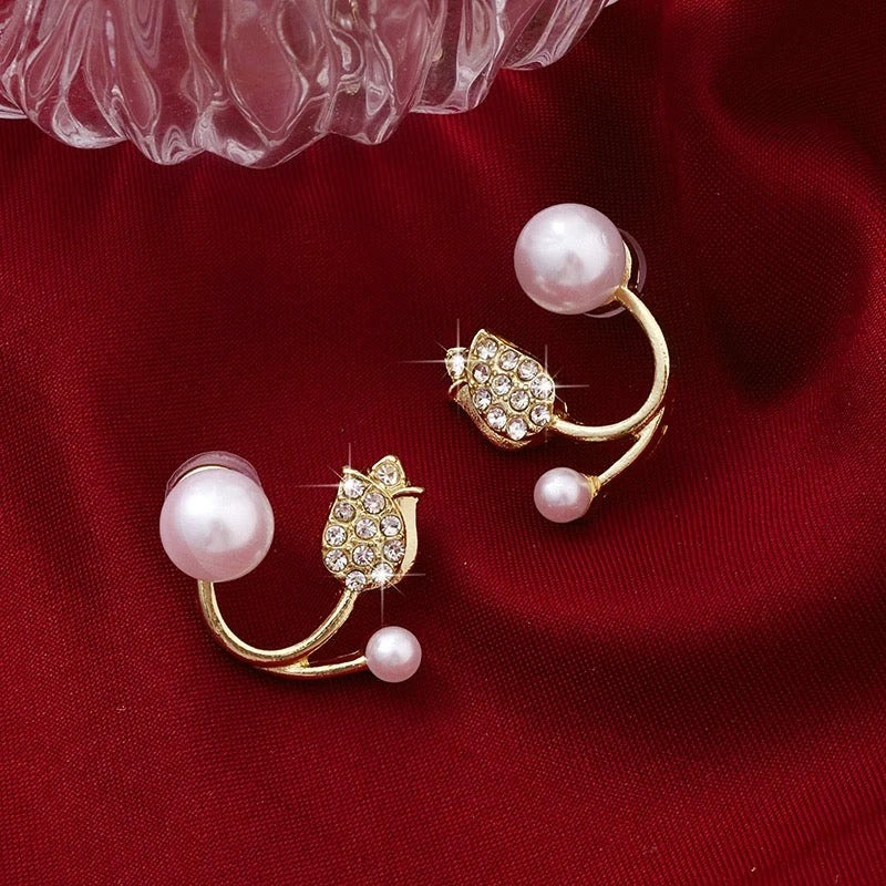 The Korean Floral Pearl Ear Jackets