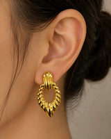 The Gen'z Ribbed Gold Statement Earrings