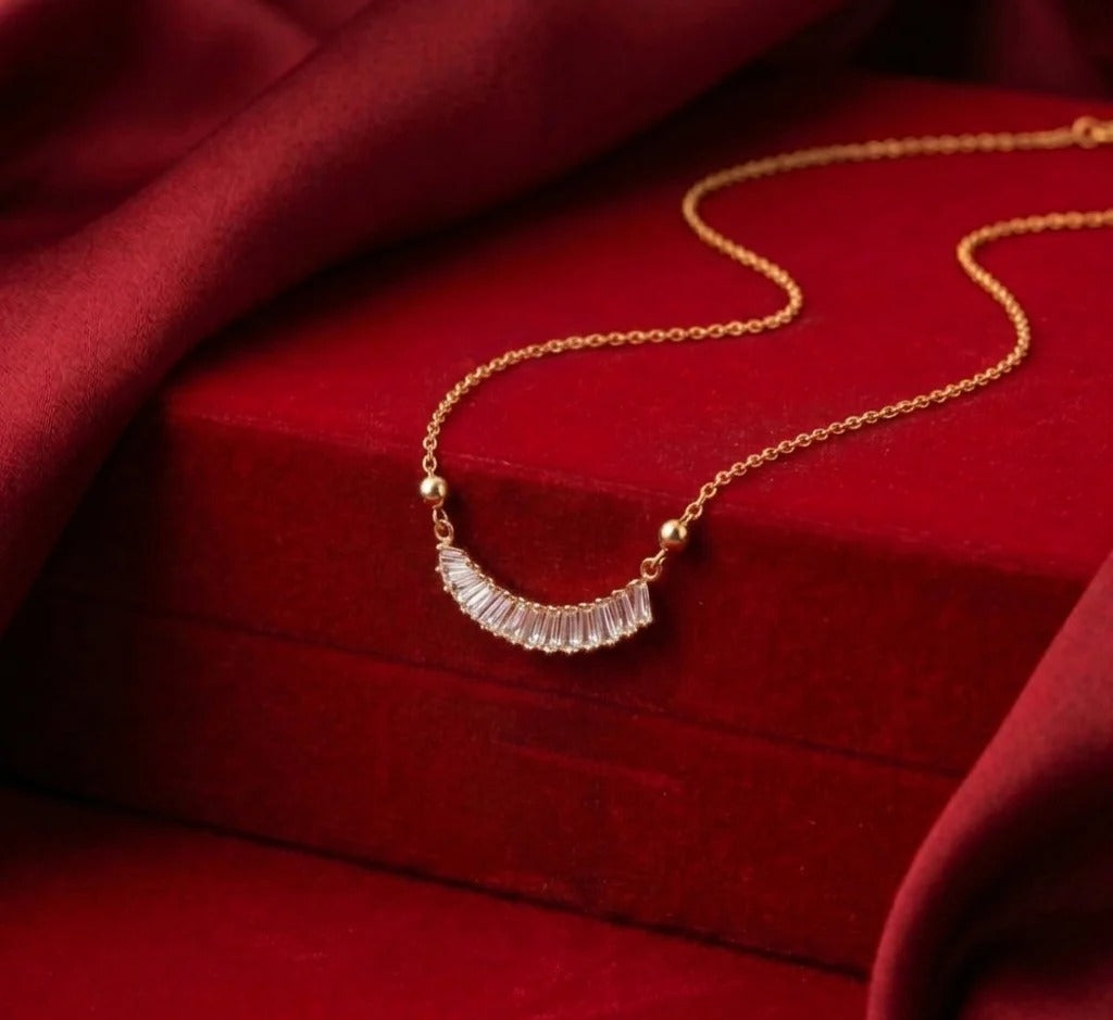 Modern Rose Gold Solitaire Mangalsutra for Women
