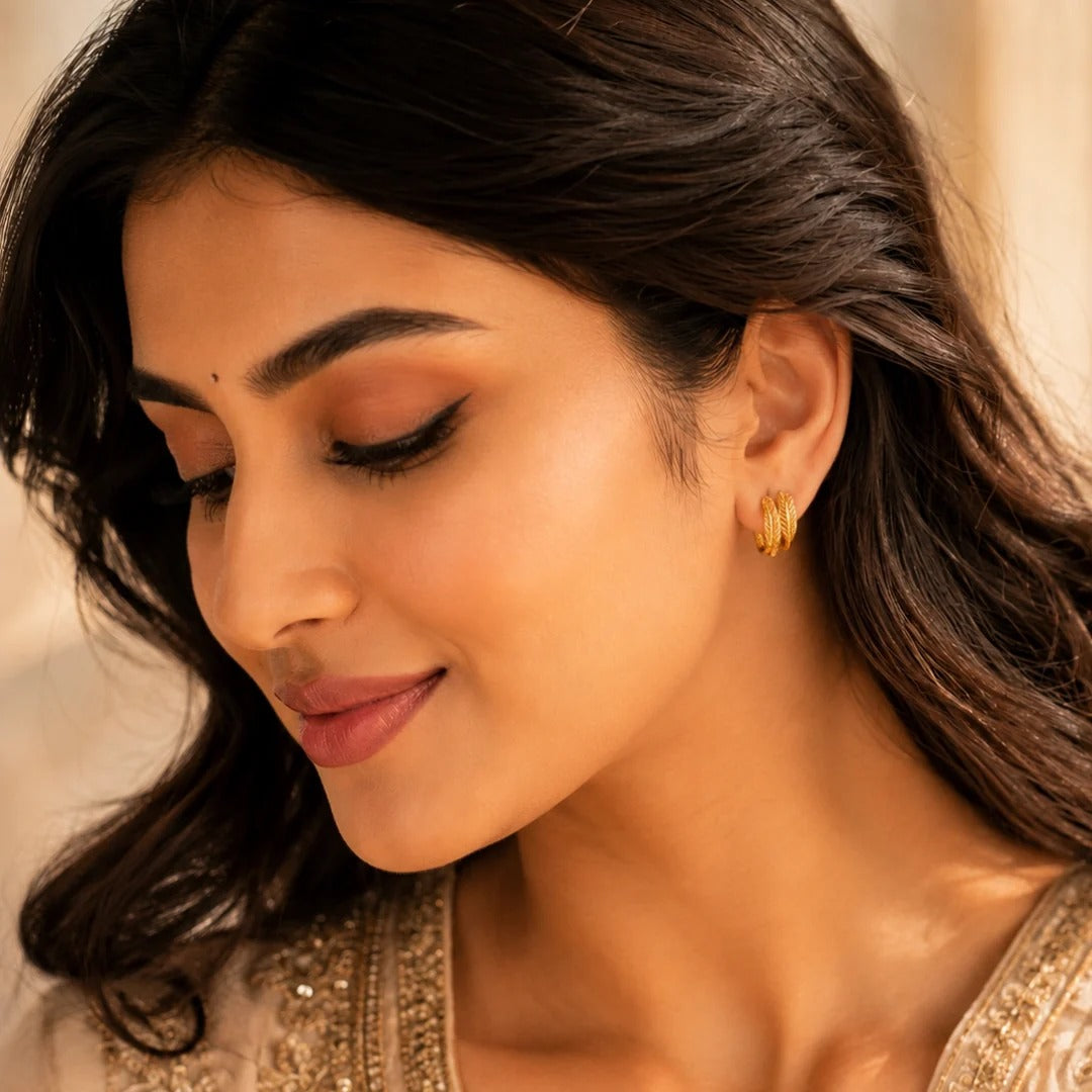 The 'Zephyr' Golden Plume Earring