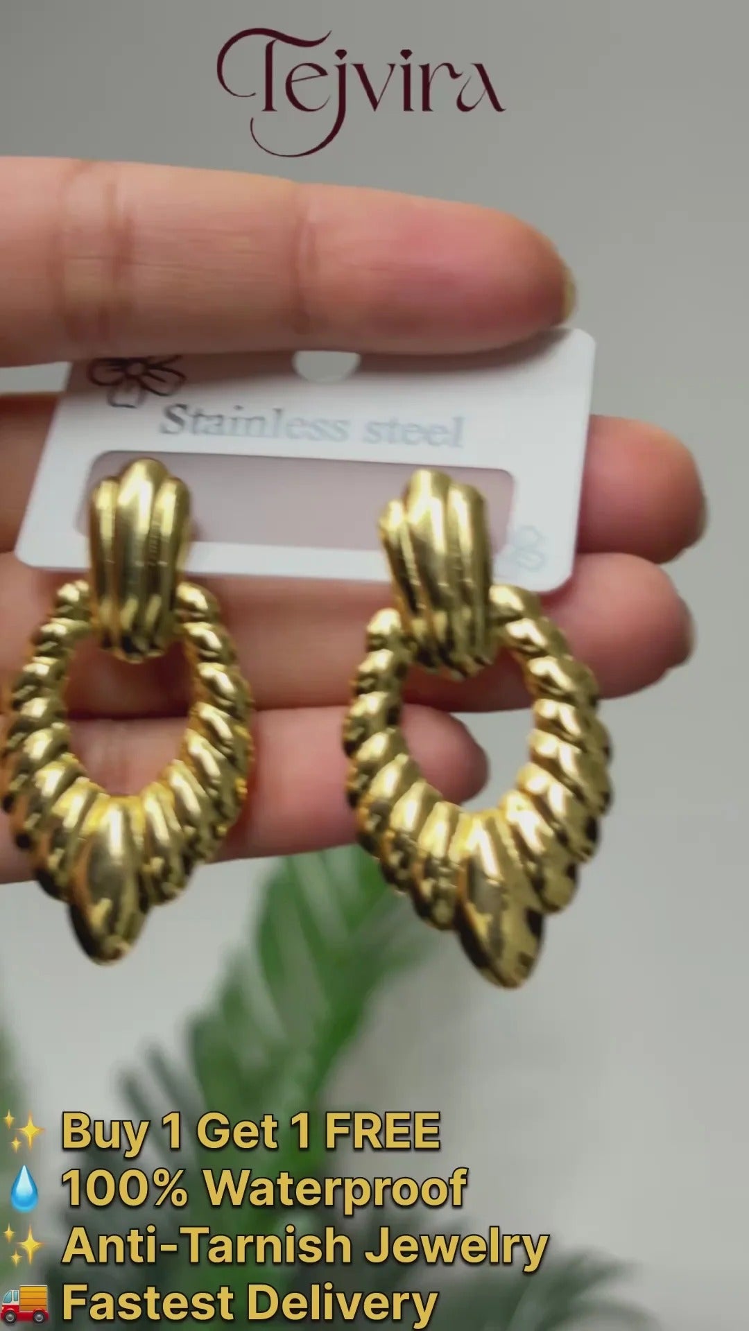 The Gen'z Ribbed Gold Statement Earrings