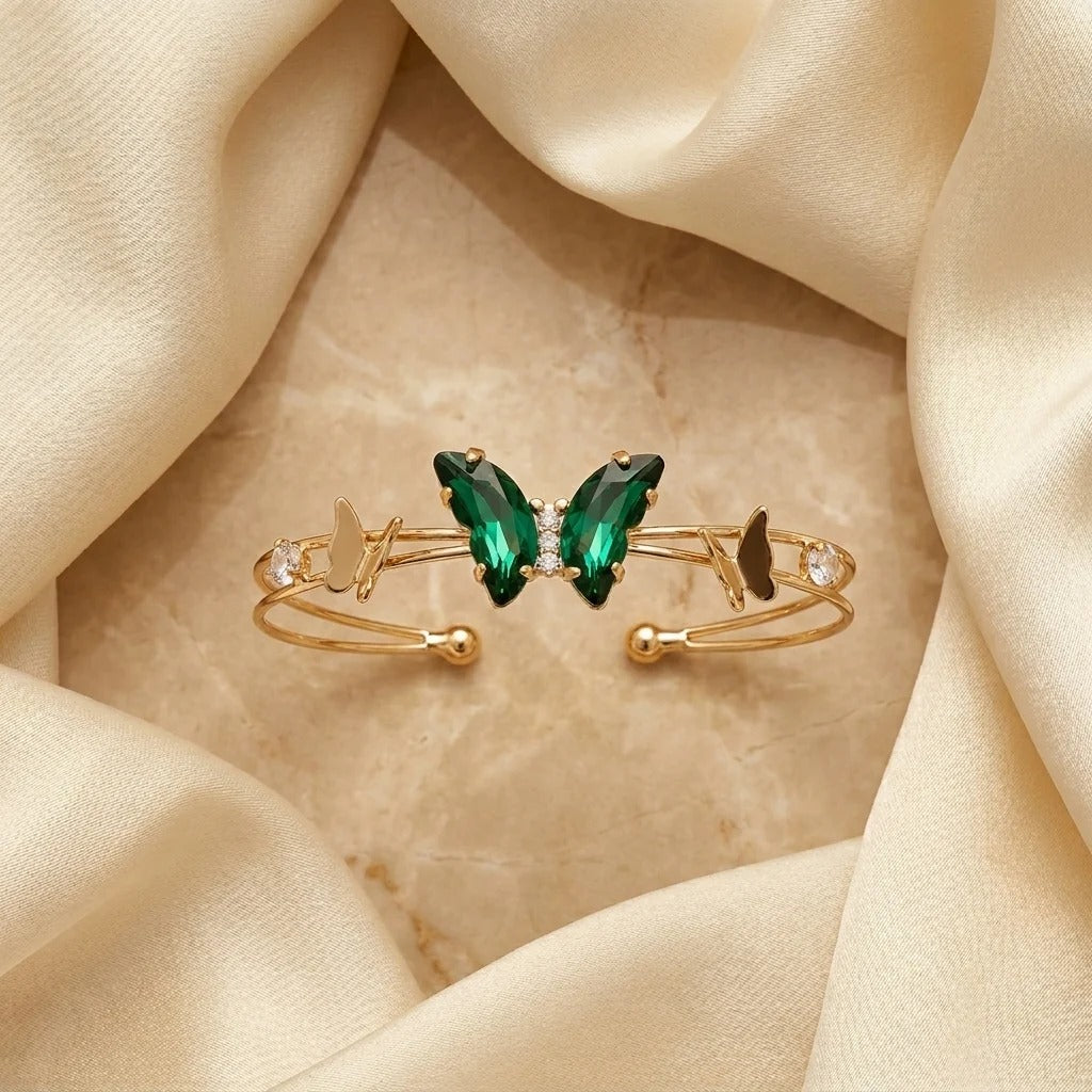 Gold Open Cuff Butterfly Bracelet