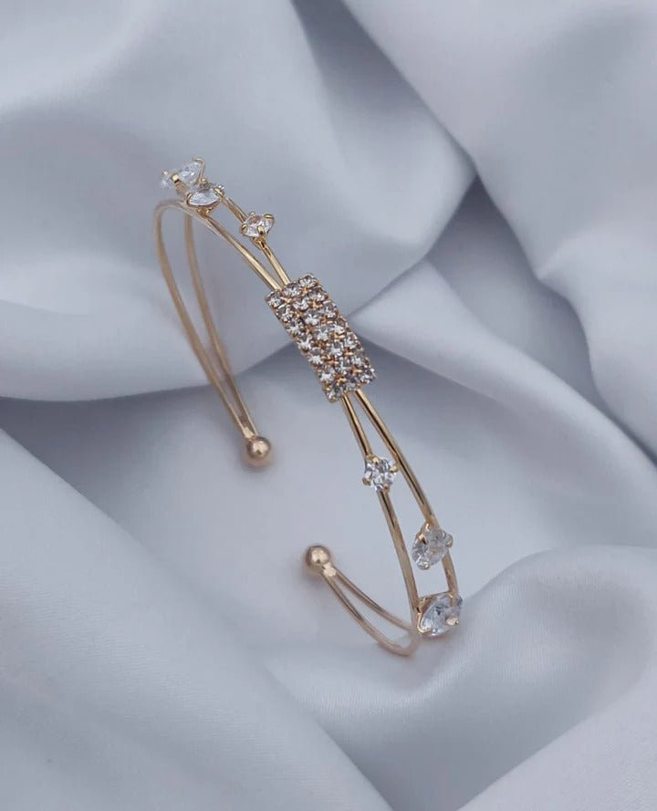 Modern Split-Band Crystal Bracelet