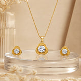 Textured Gold Solitaire Pendant Set